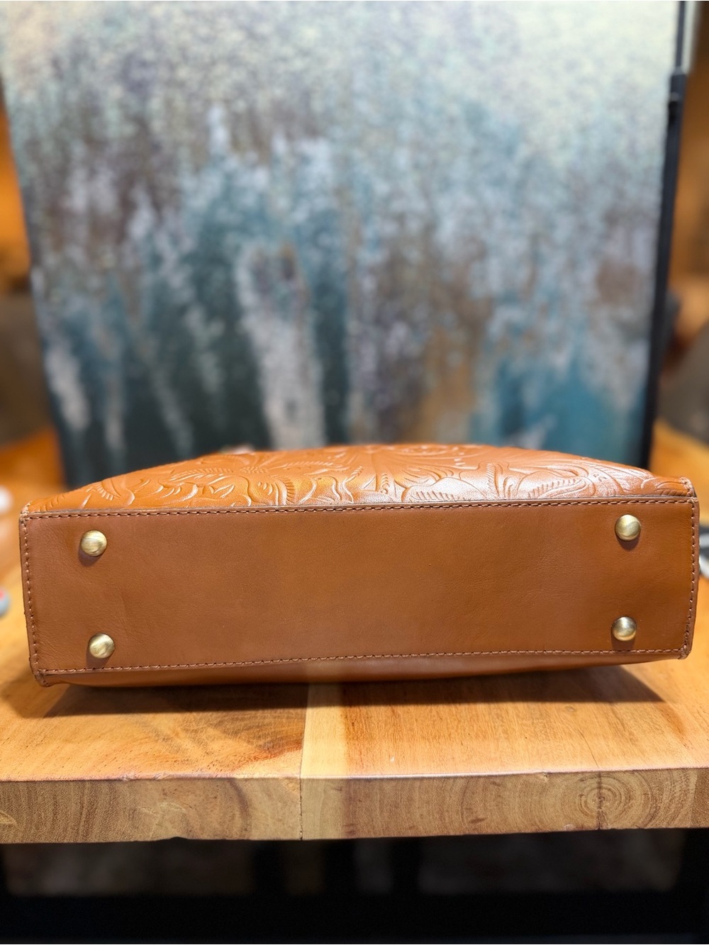 Patricia Nash Western 2010s Calvi Cognac Tooled Leather Satchel - Picture 7 of 14